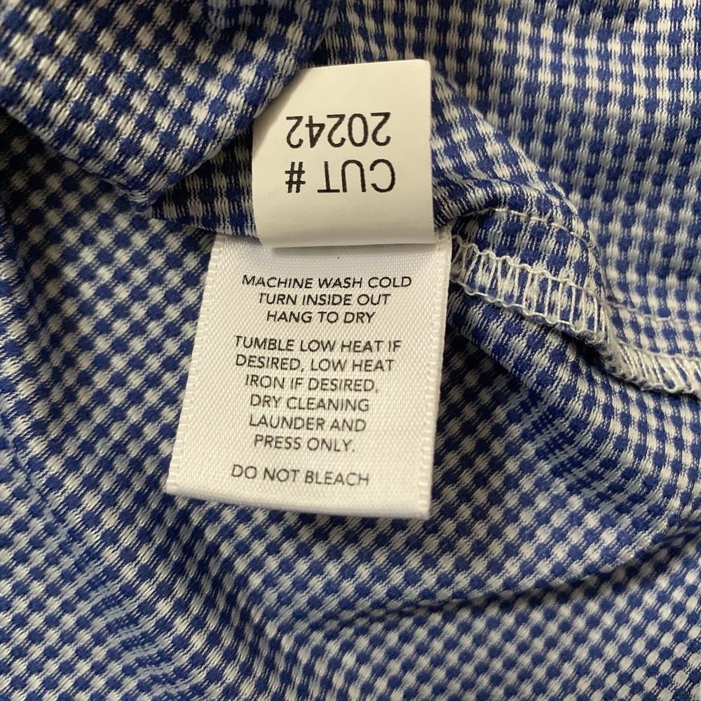 Mizzen + Main Checked Blue Button Up Spinnaker Trim Fit Performance Small - Picture 8 of 8